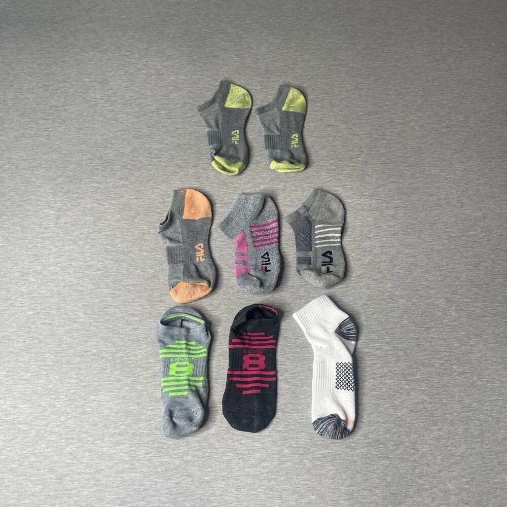 Fila, Hanes & Layer 8 Womenβs Athletic Performance Mismatched 8 Ankle Socks